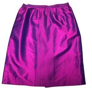 Vintage Womens 100% Silk Midi Skirt Sz 12‎ M Zip Lined Iridescent Purple Shimmer